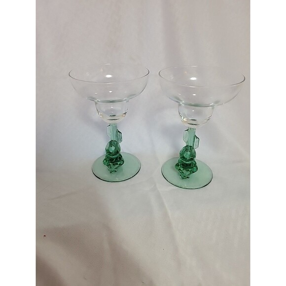 LUMINARC Margarita Glass 7" Mexican Siesta Man Sombrero Saguaro Cactus Lof of 2 - Picture 1 of 6